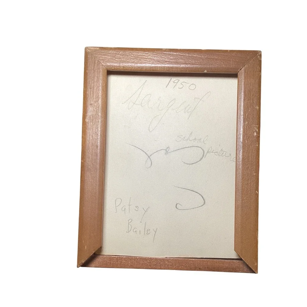 Vintage Small Wood Picture Frame Brown Velvet Easel Back Tabletop Decor 4x5